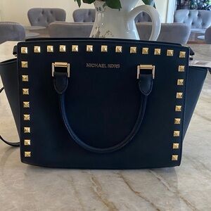 Michael Kors Black Leather Selma Studded NWT Satchel bag